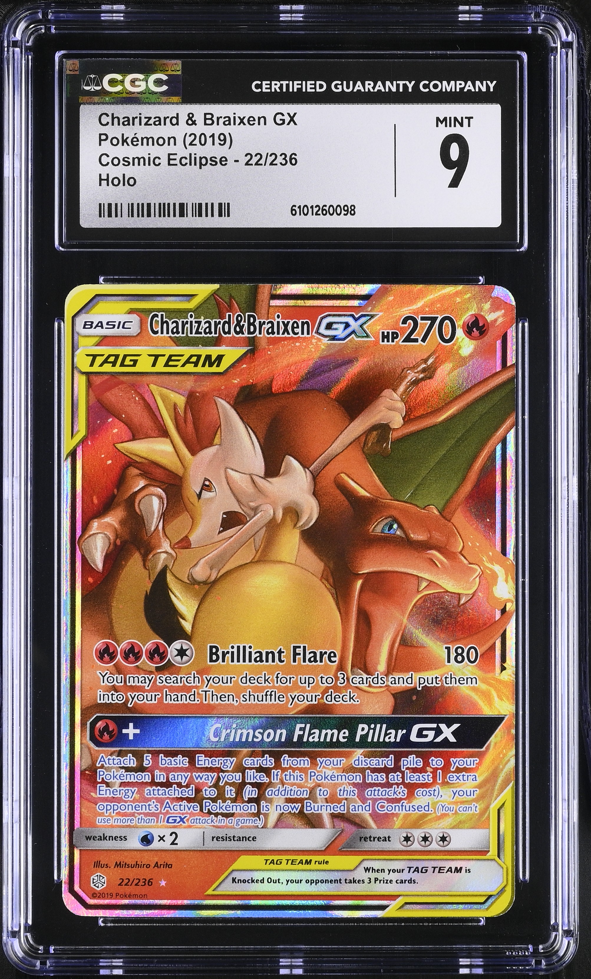 Charizard & Braixen GX - CEC 22 - English - CGC 9 