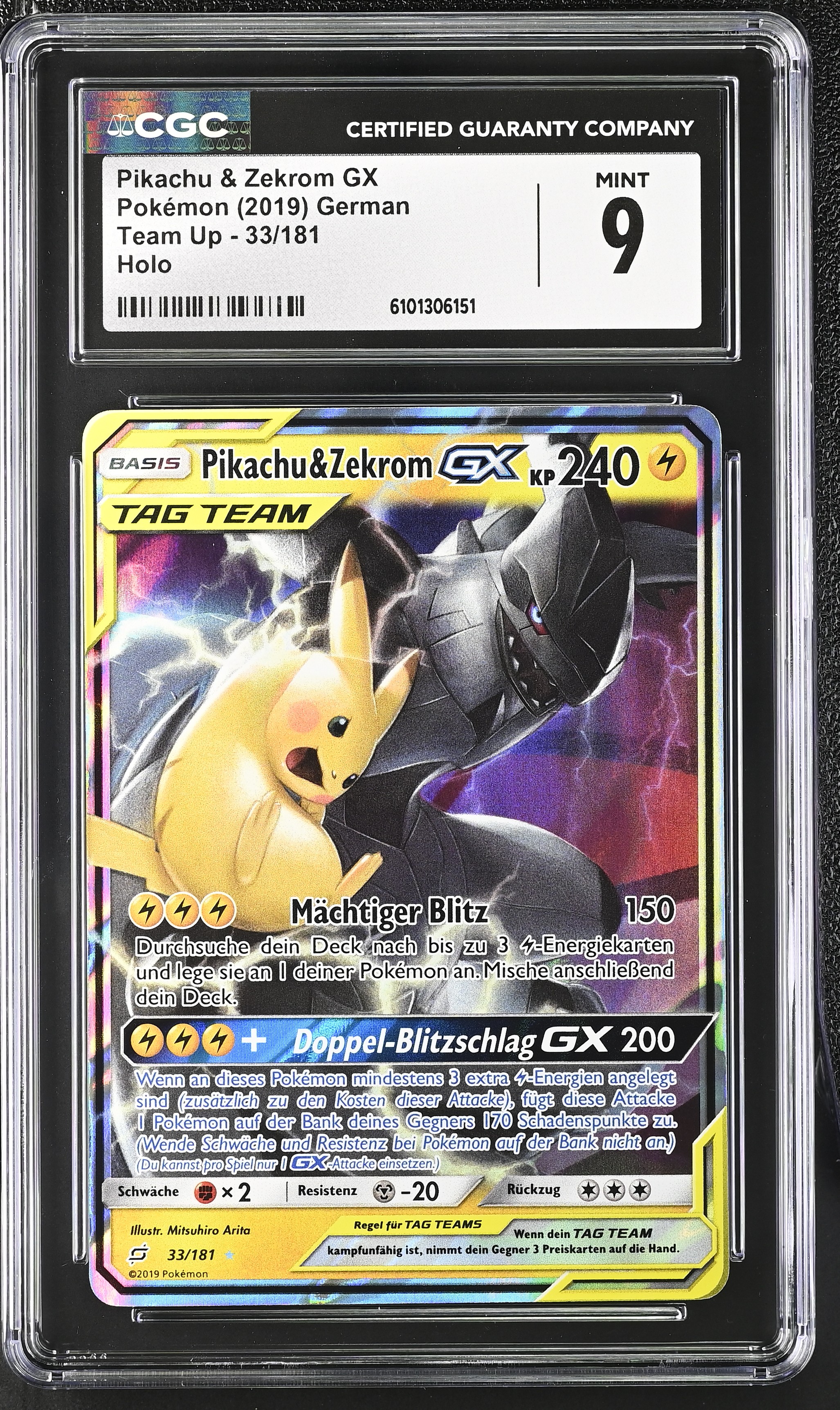 Pikachu & Zekrom GX - TEU 33 - German - CGC 9 