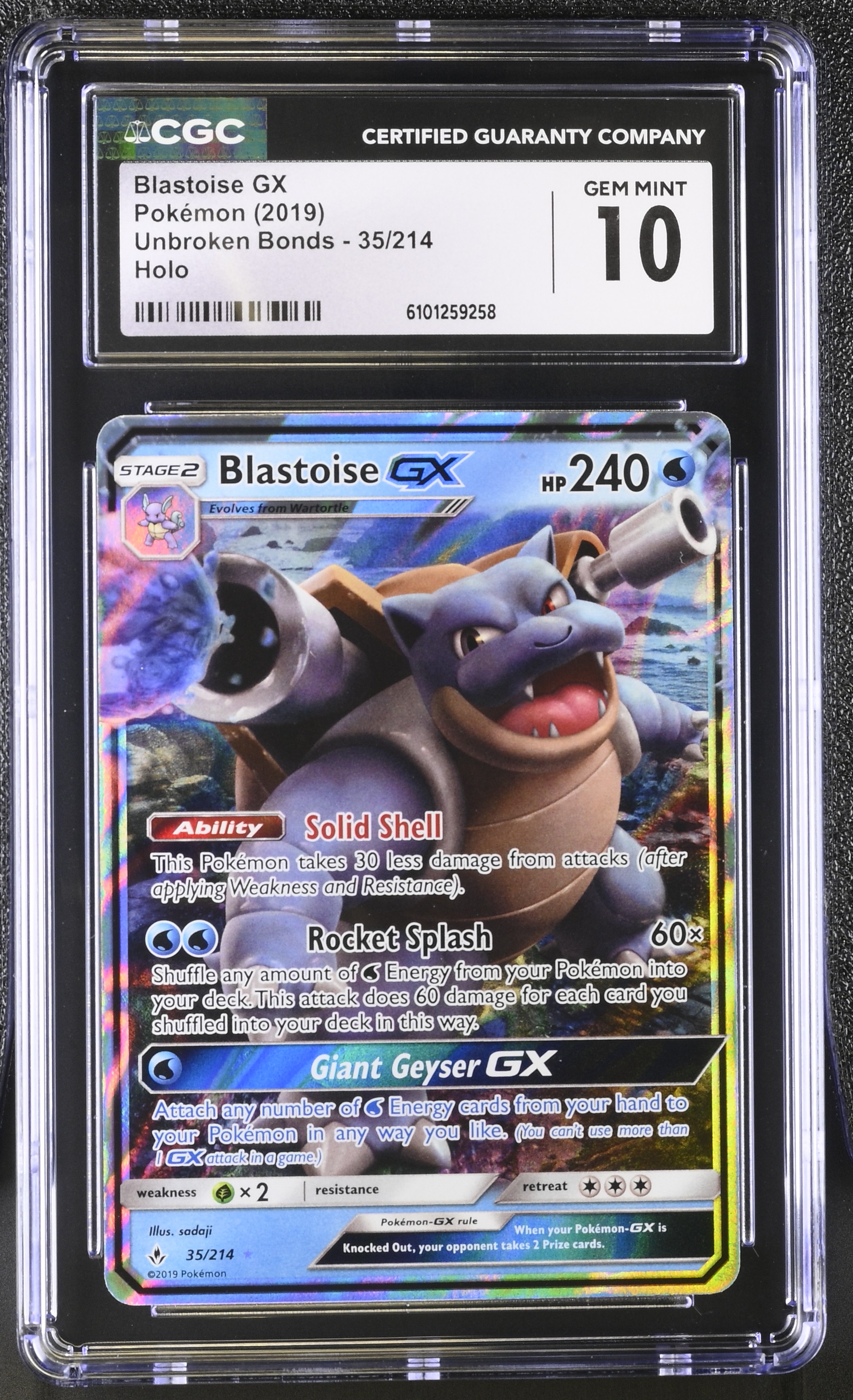 Blastoise GX - UNB 35 - English - CGC 10 