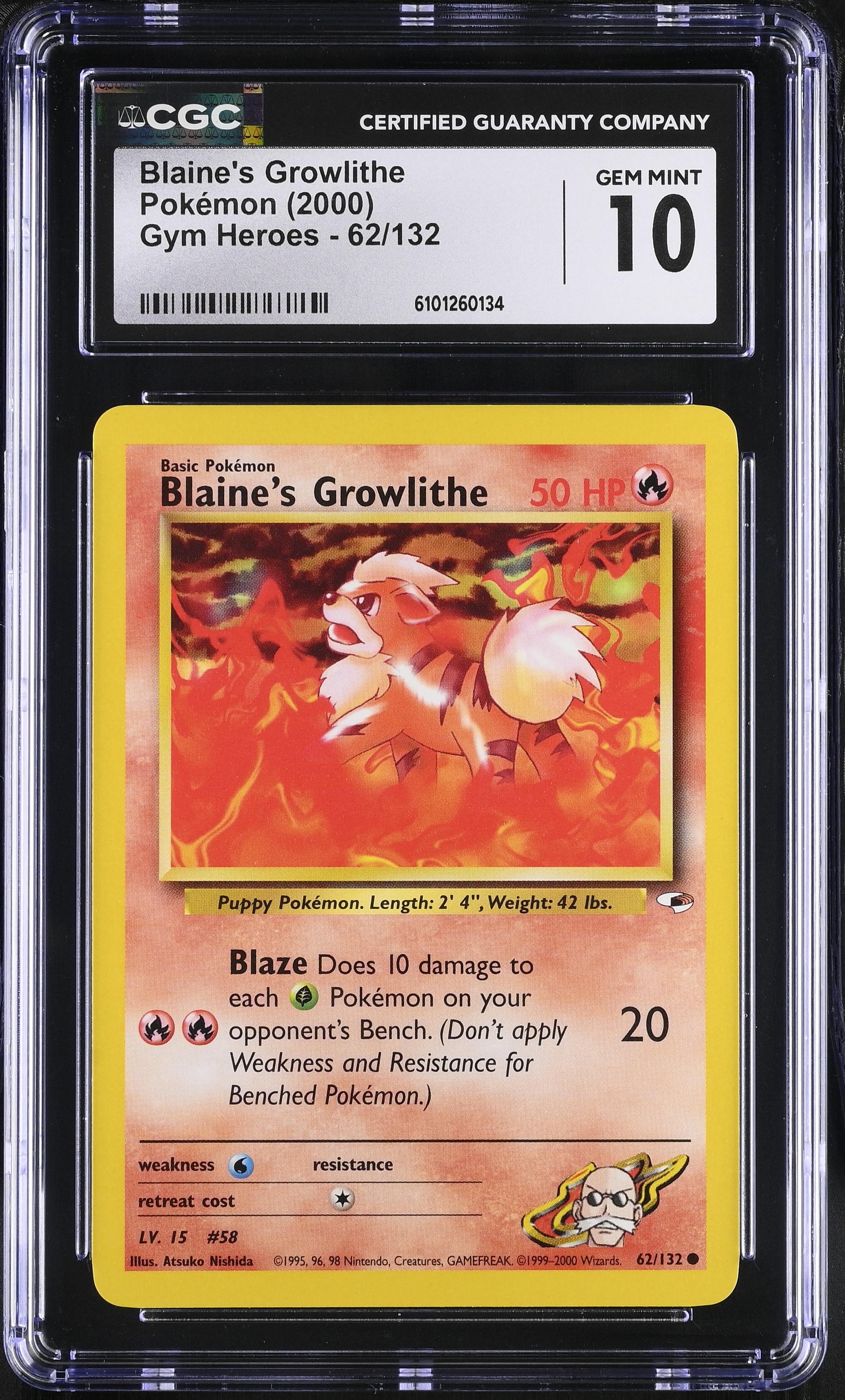 Blaine's Growlithe (Blaze) - GH 62 - English - CGC 10 