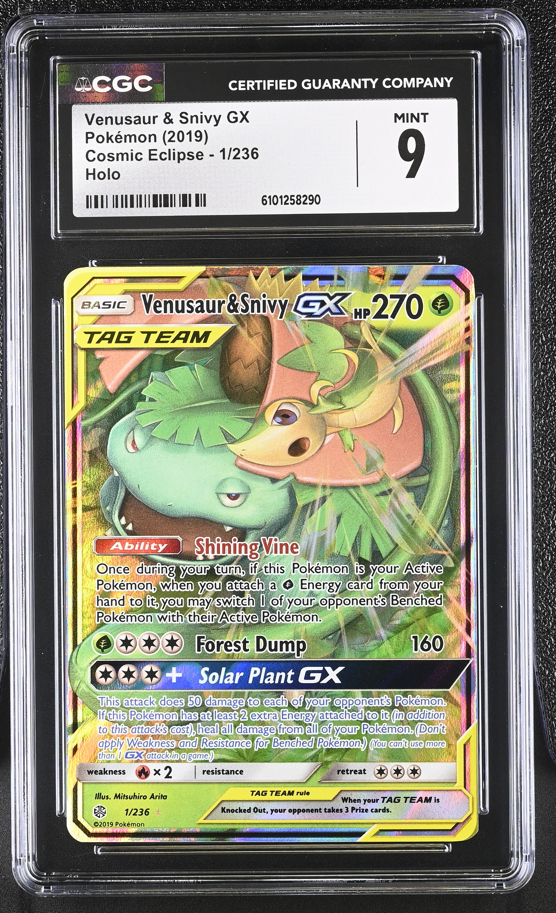 Venusaur & Snivy GX - CEC 1 - English - CGC 9 
