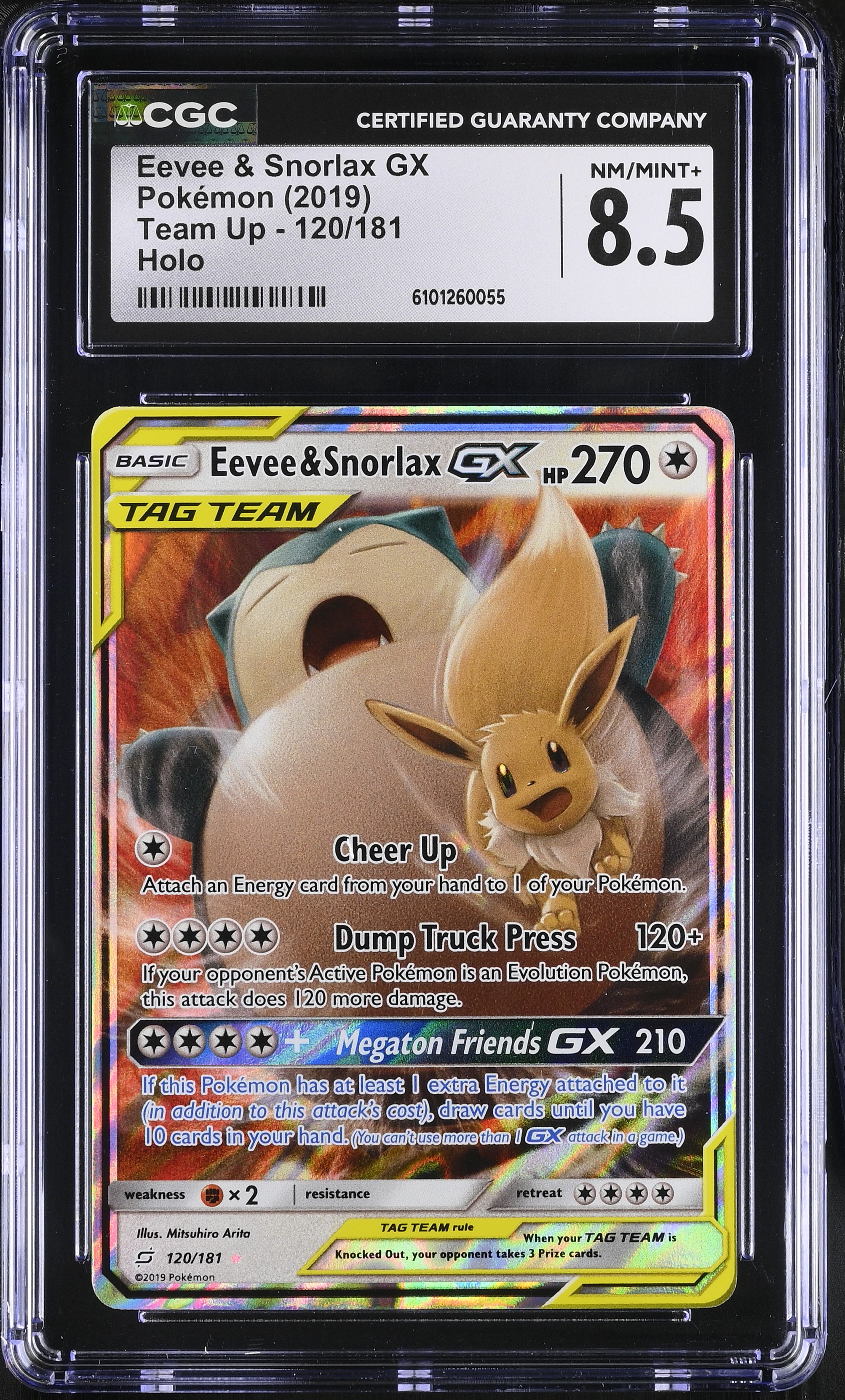 Eevee & Snorlax GX - TEU 120 - English - CGC 8.5 