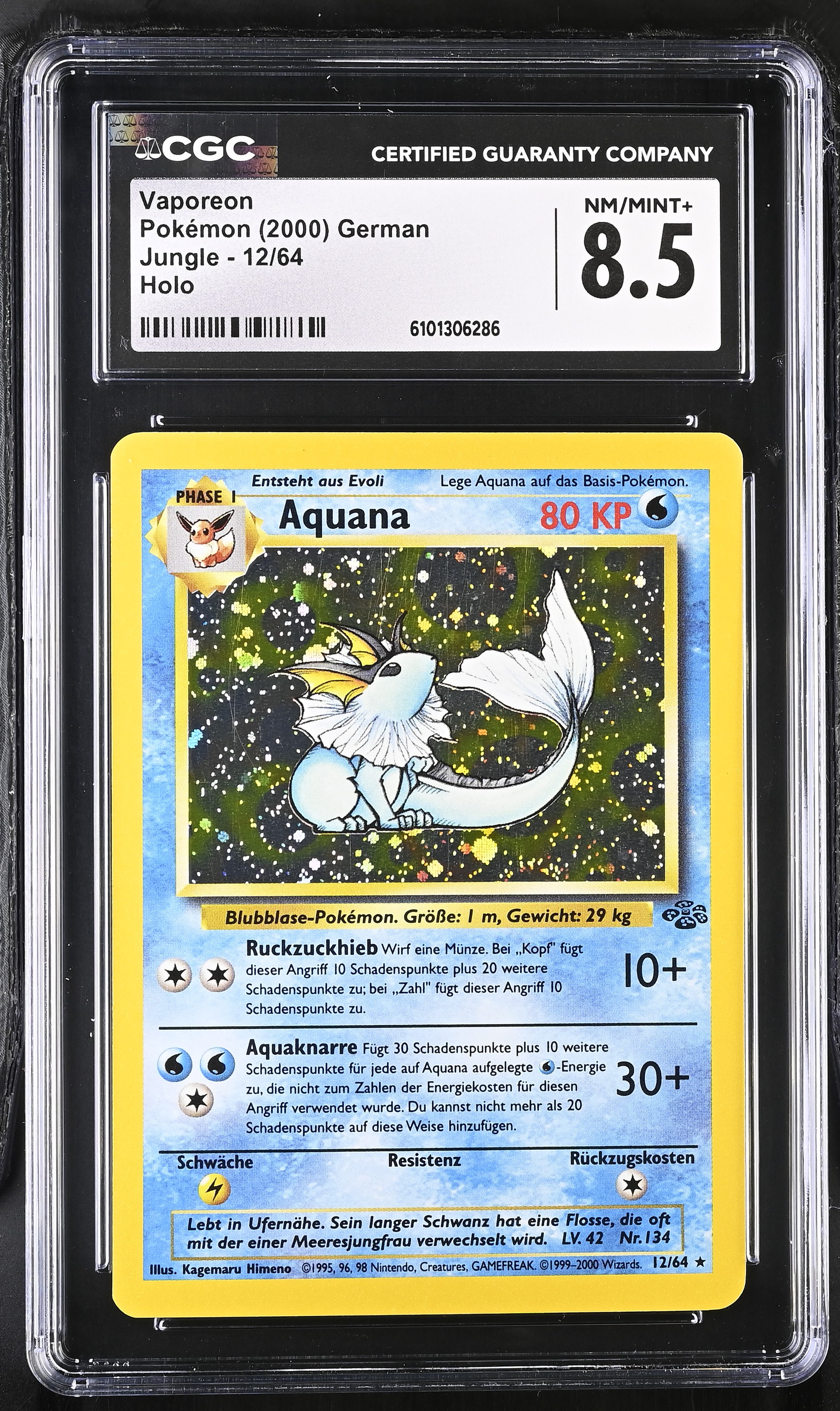 Vaporeon - JU 12 - German - CGC 8.5