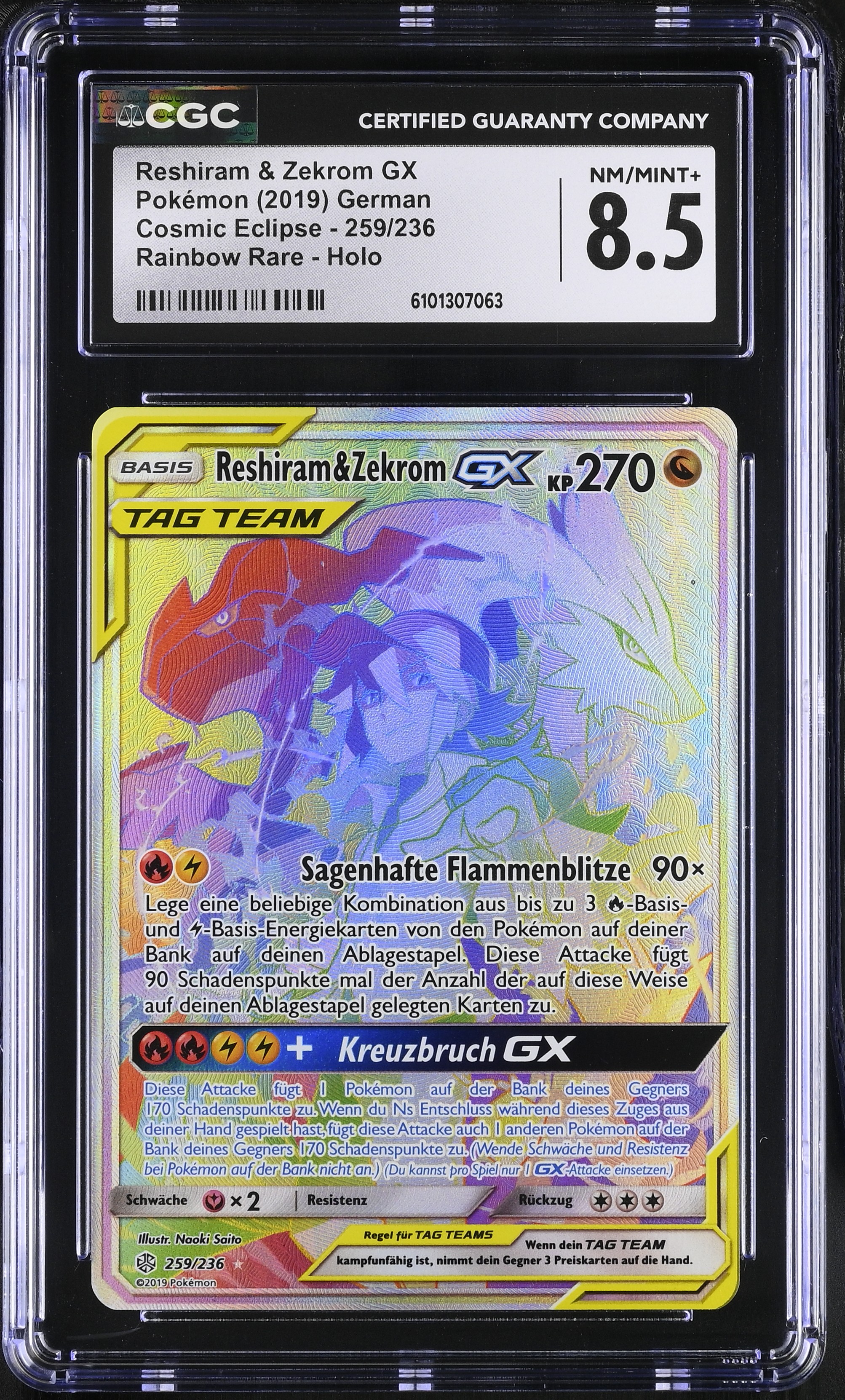 Reshiram & Zekrom GX - CEC 259 - German - CGC 8.5 