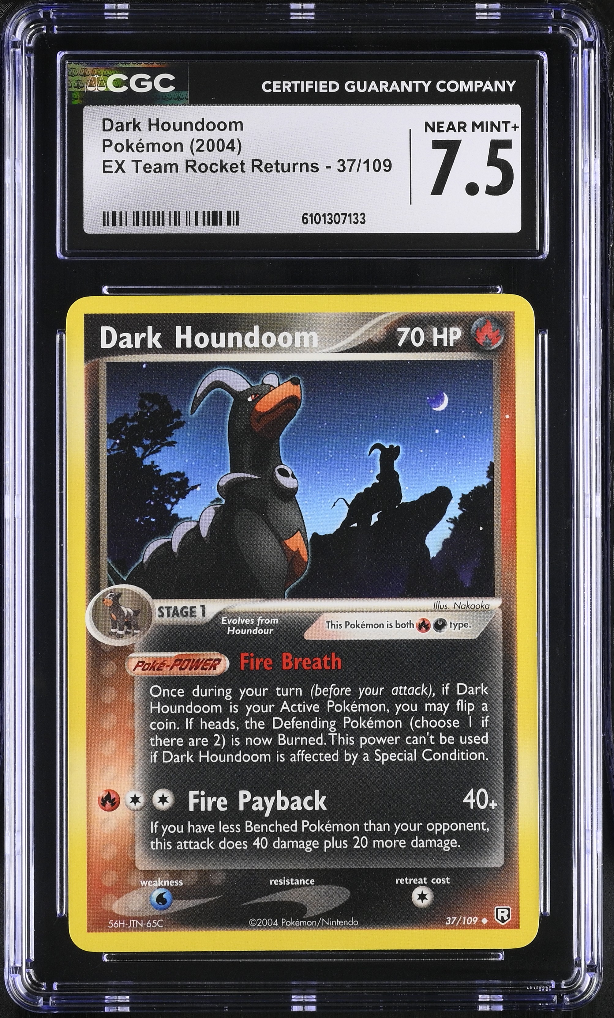 Dark Houndoom (Fire Breath) - TRR 37 - English - CGC 7.5 