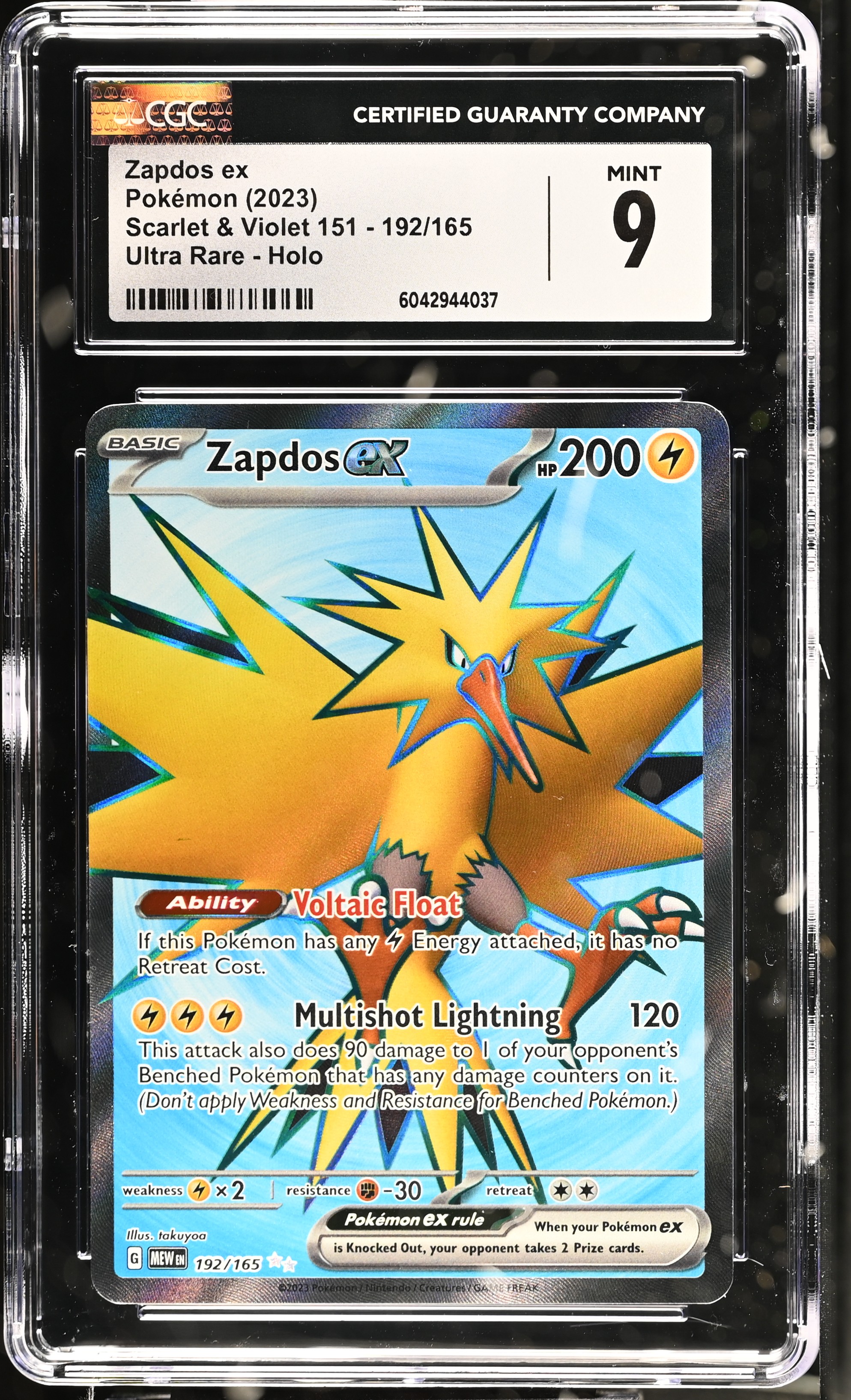 Zapdos ex - MEW 192 - English - CGC 9 