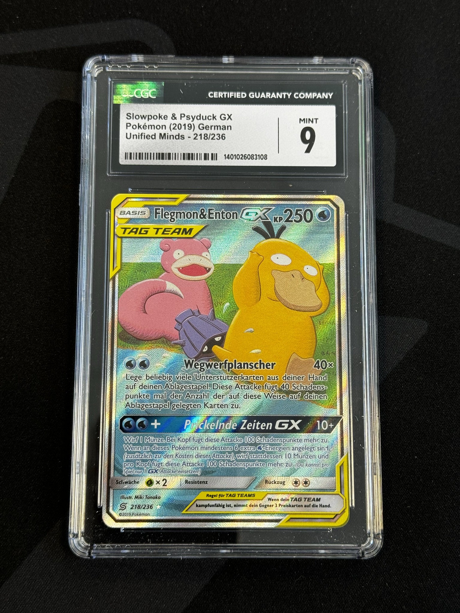 Slowpoke & Psyduck GX - UNM 218 - German - CGC 9