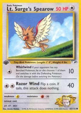 Lt. Surge's Spearow (Whirlwind) 