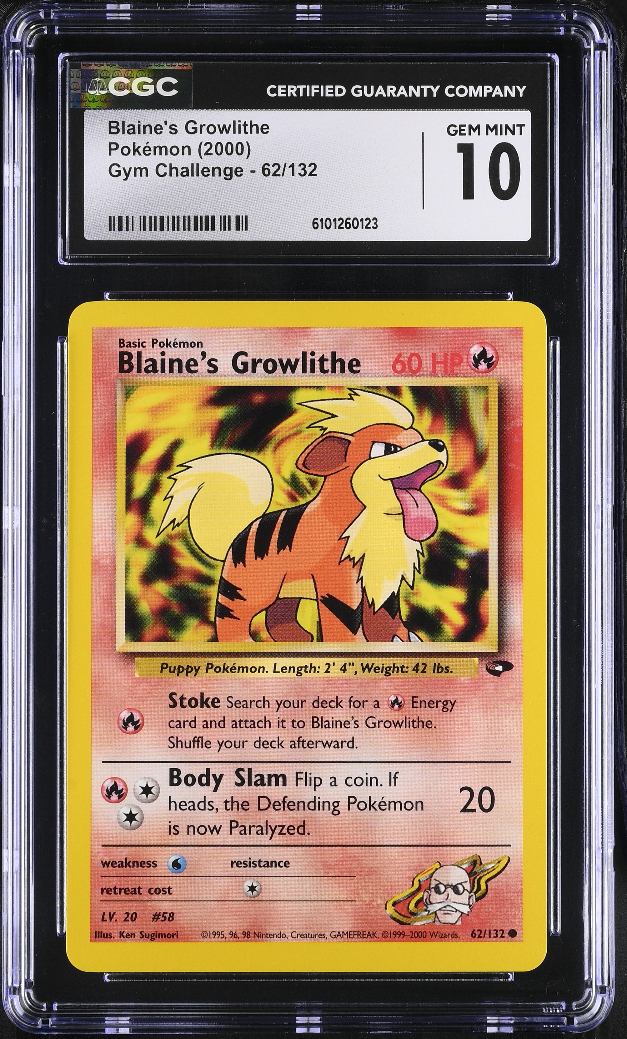 Blaine's Growlithe - GC 62 - English - CGC 10 
