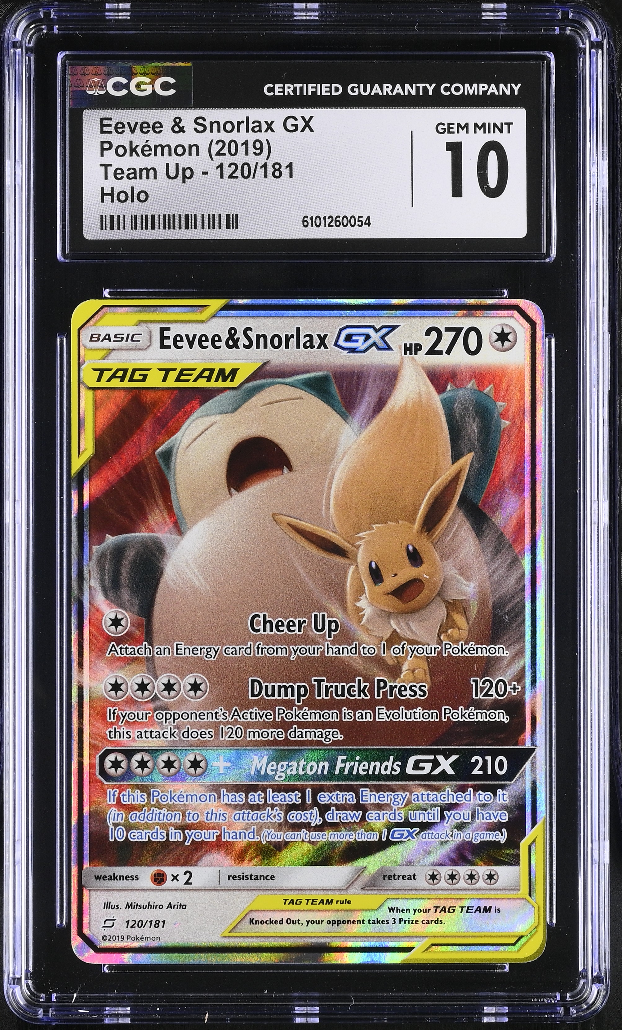 Eevee & Snorlax GX - TEU 120 - English - CGC 10 