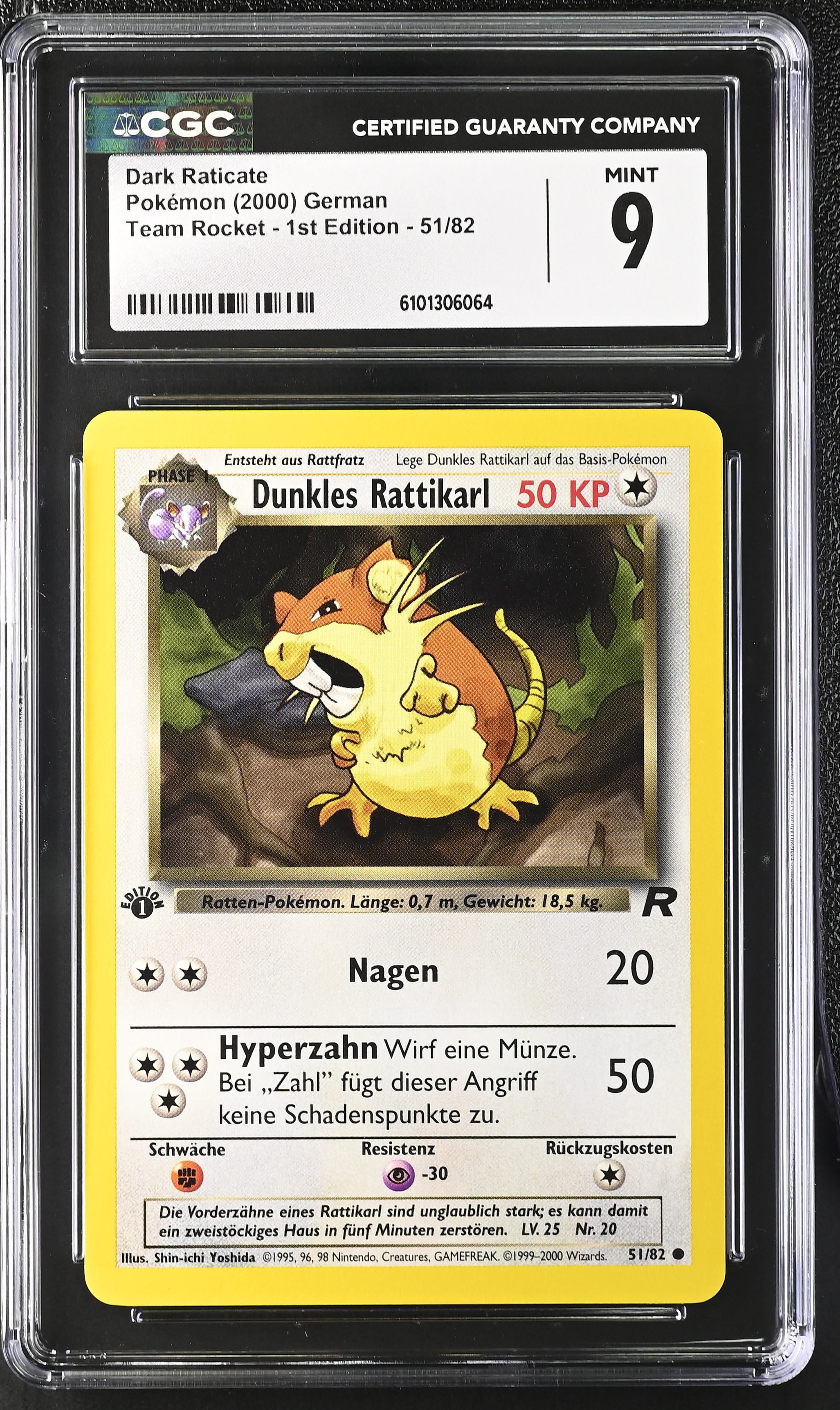 Dark Raticate - TR 51 - German - CGC 9 