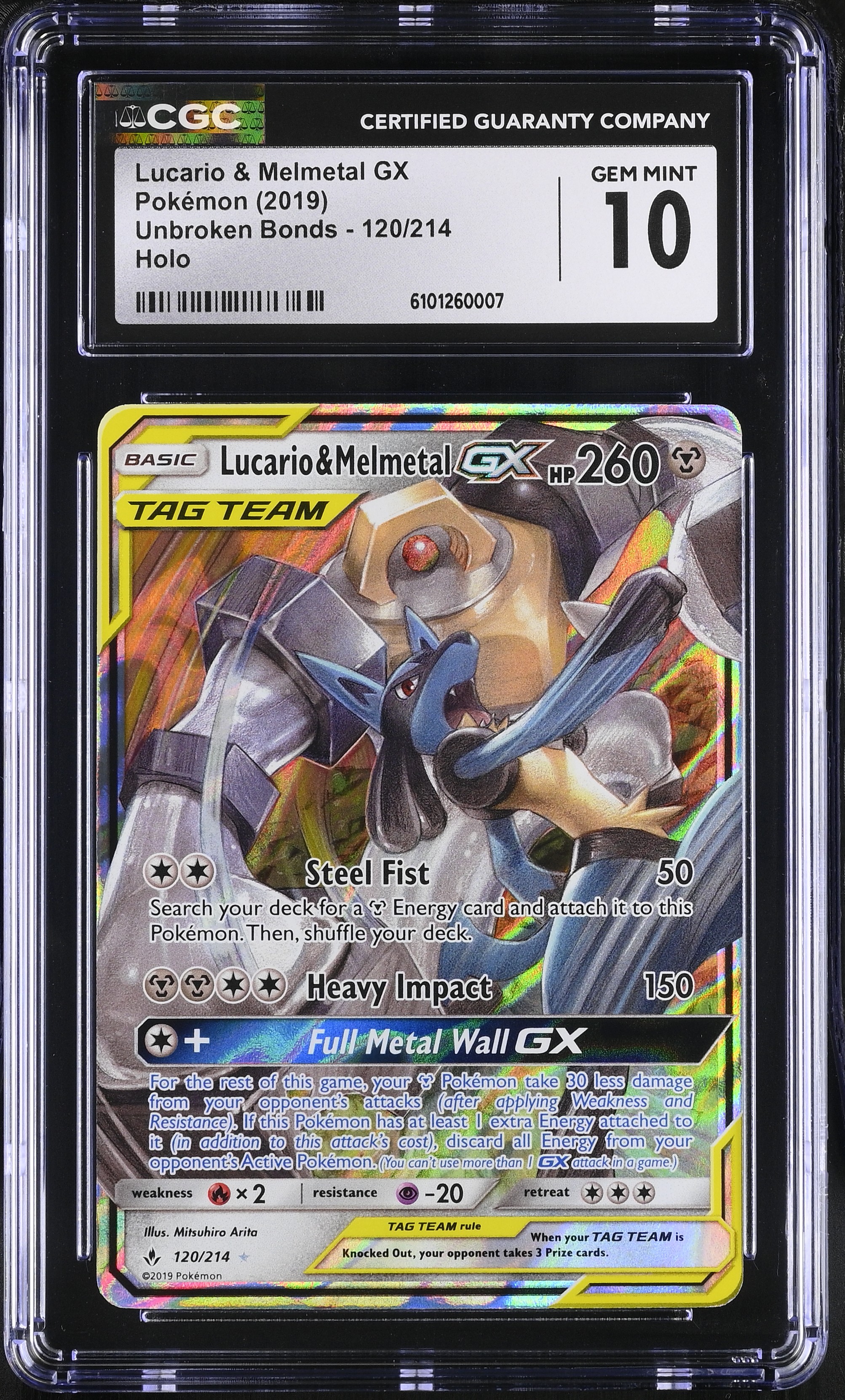 Lucario & Melmetal GX - UNB 120 - English - CGC 10 