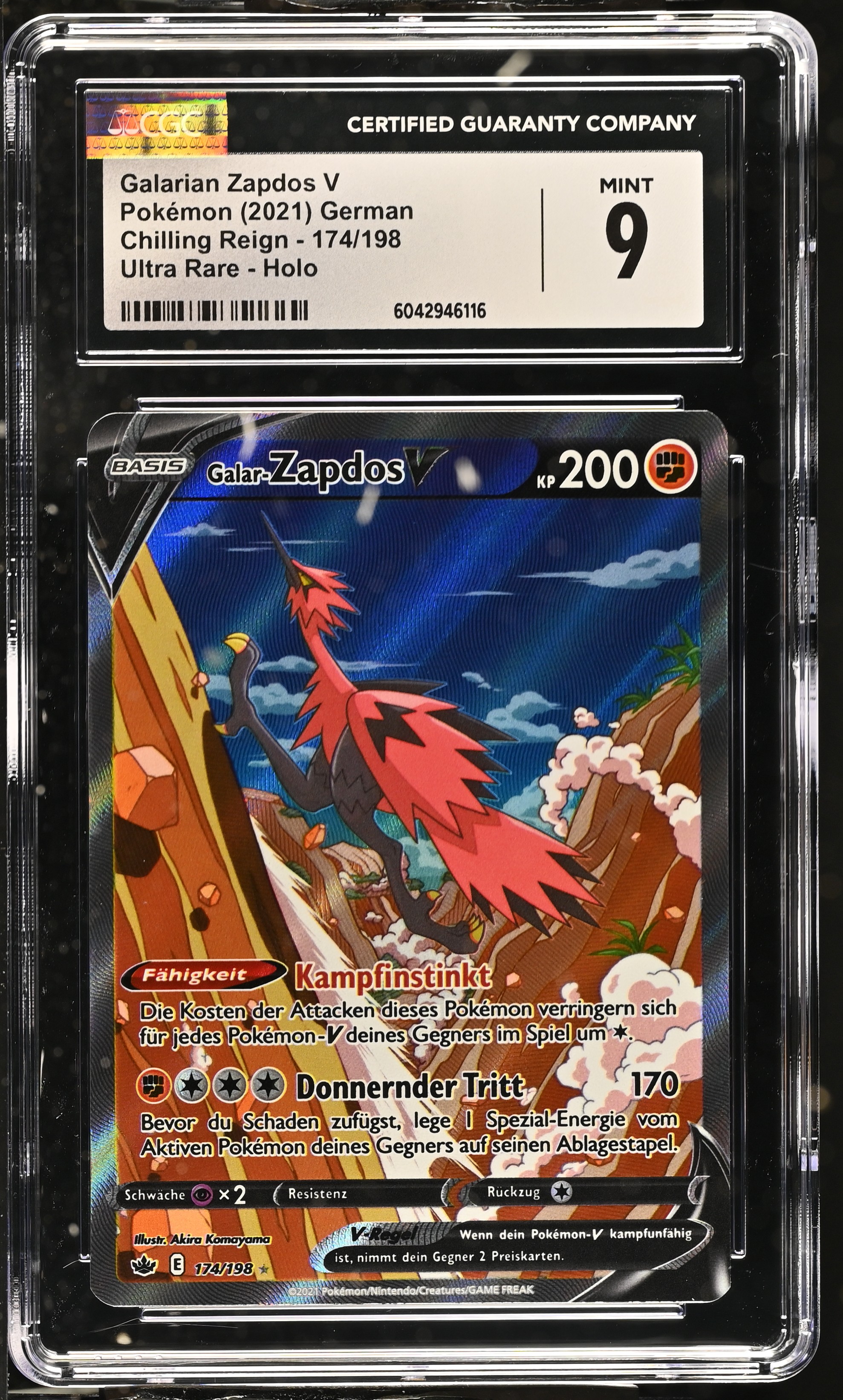 Galarian Zapdos V - CRE 174 - German - CGC 9