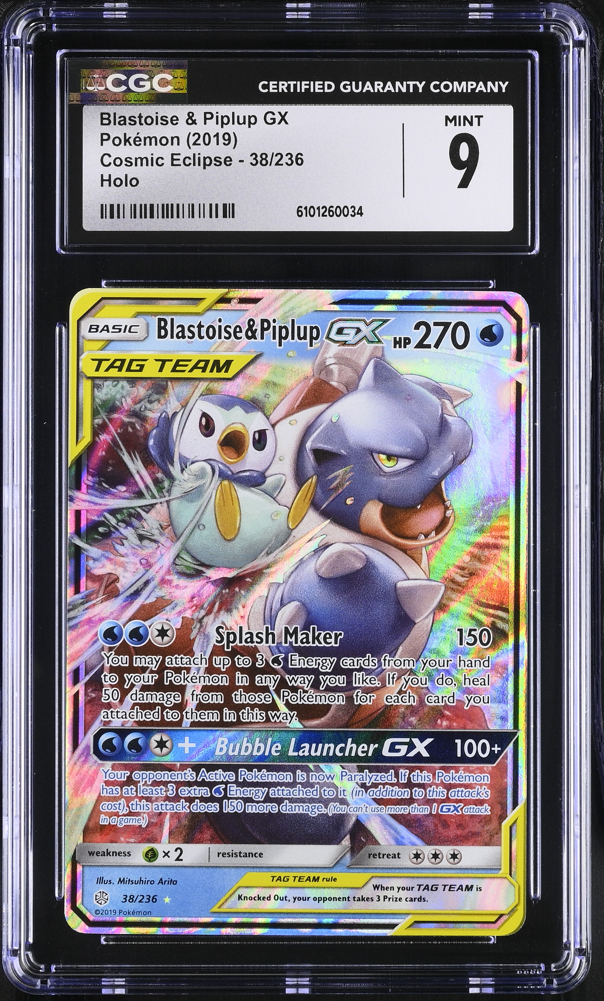 Blastoise & Piplup GX - CEC 38 - English - CGC 9 