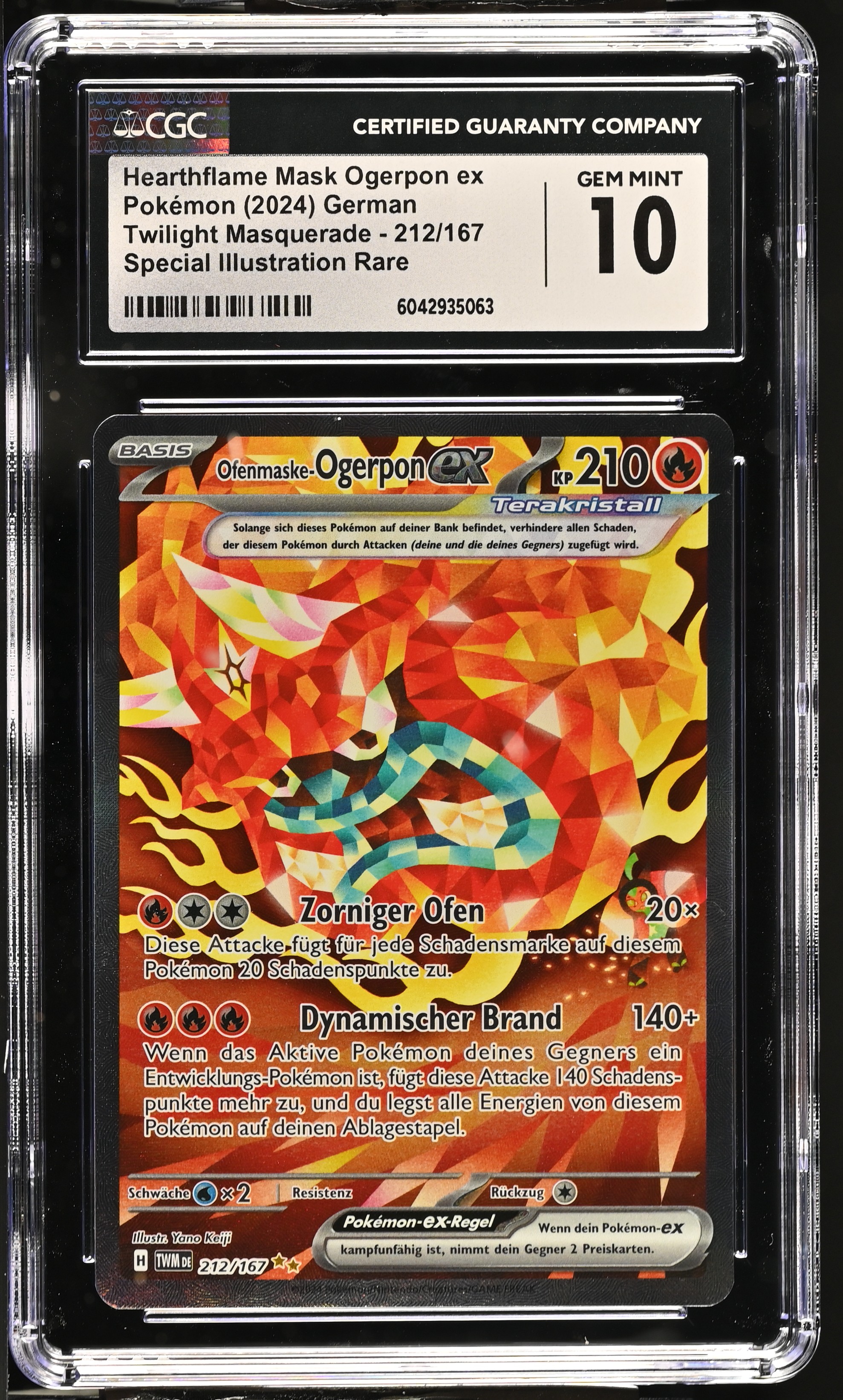 Hearthflame Mask Ogerpon ex - TWM 212 - German - CGC 10 