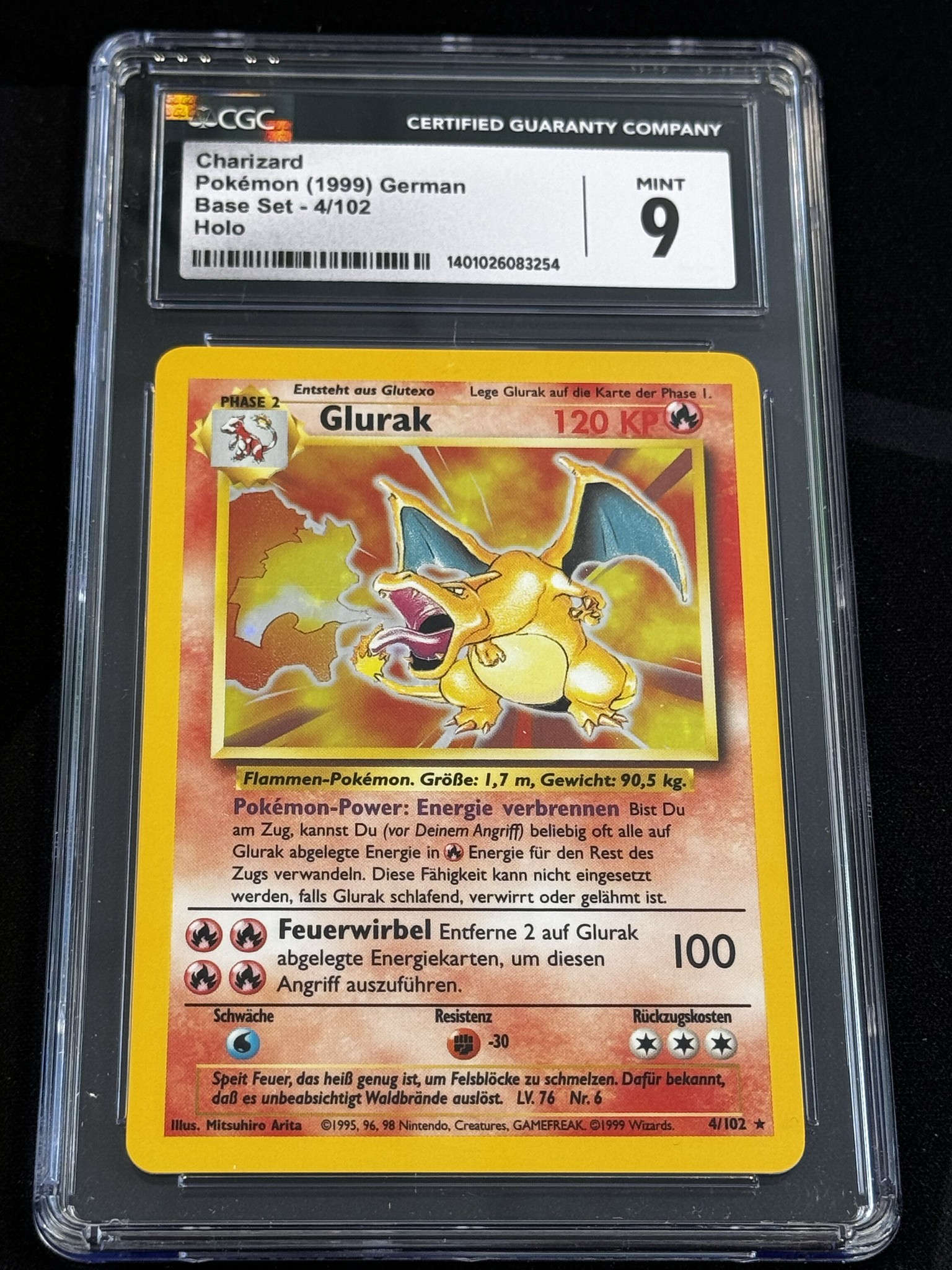 Charizard - BS 4 - German - CGC 9