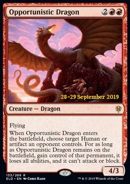 Opportunistic Dragon (V.1) - Throne of Eldraine Promos 
