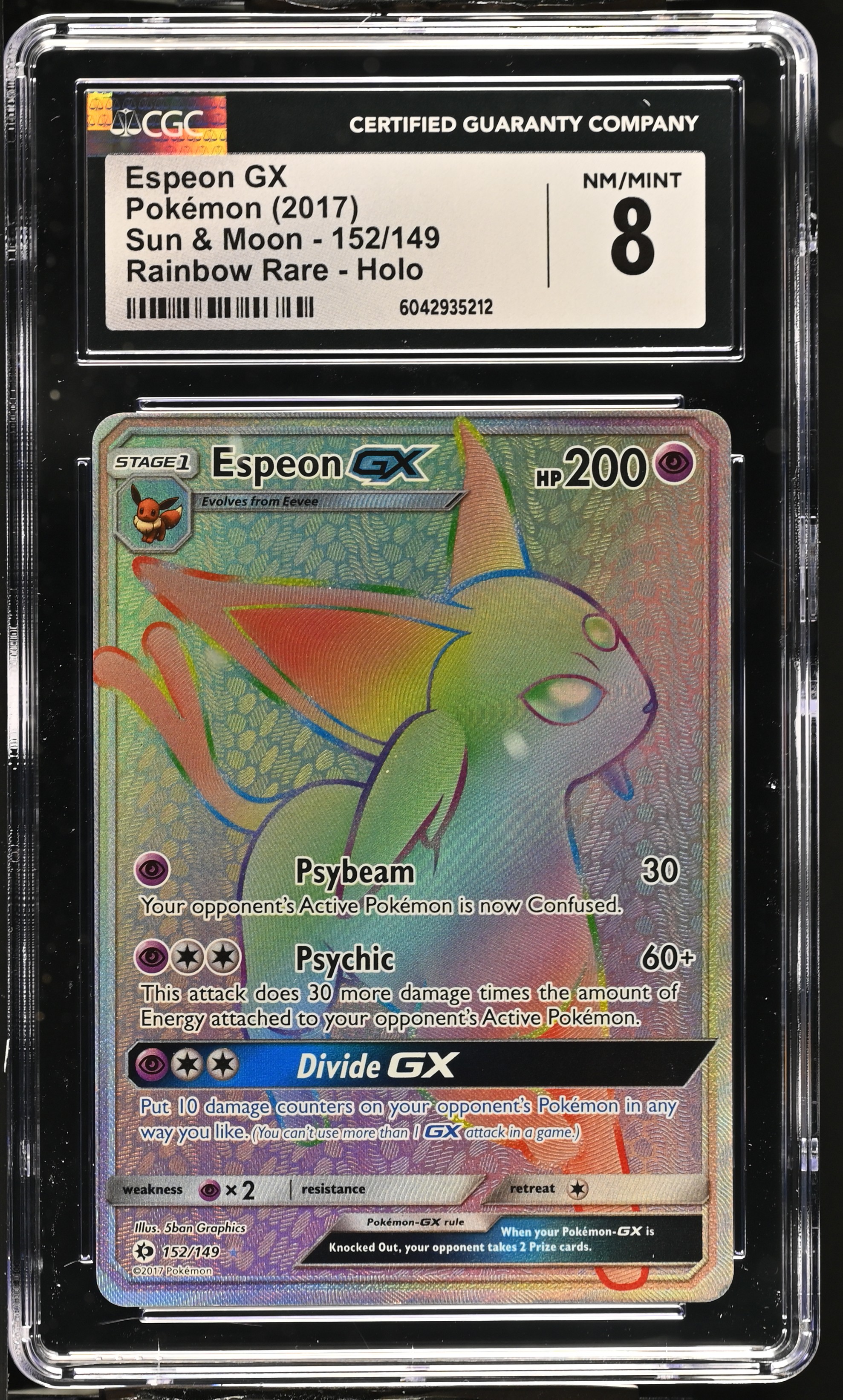 Espeon GX - SUM 152 - English - CGC 8 