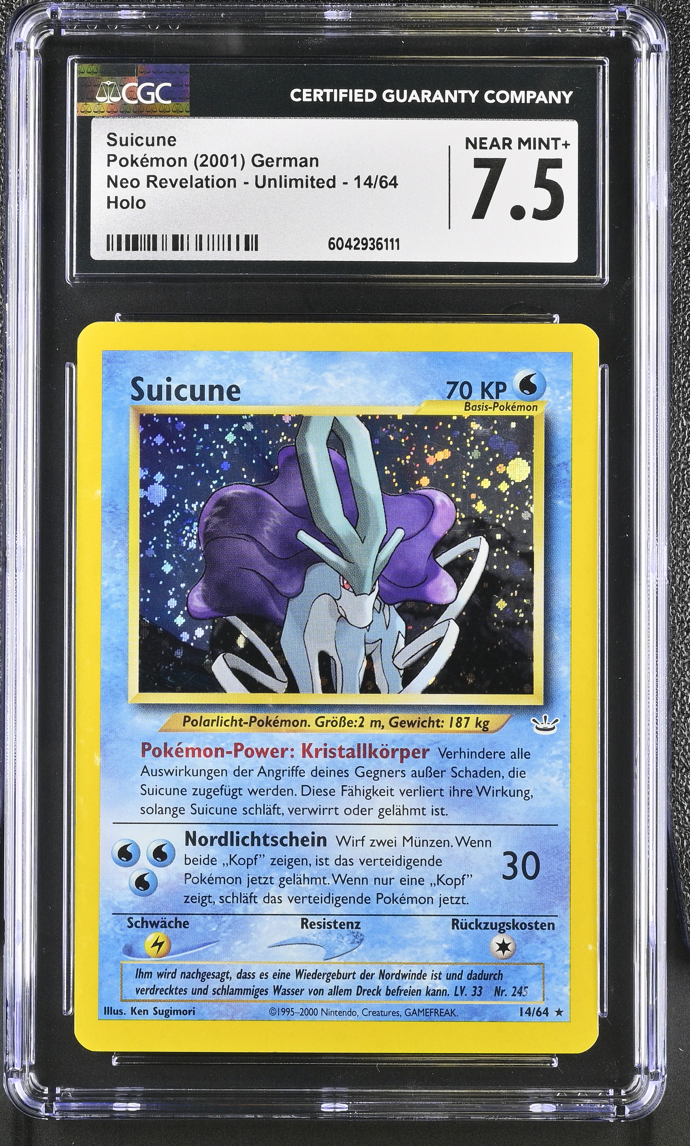 Suicune (Holo) - NR 14 - German - CGC 7.5 